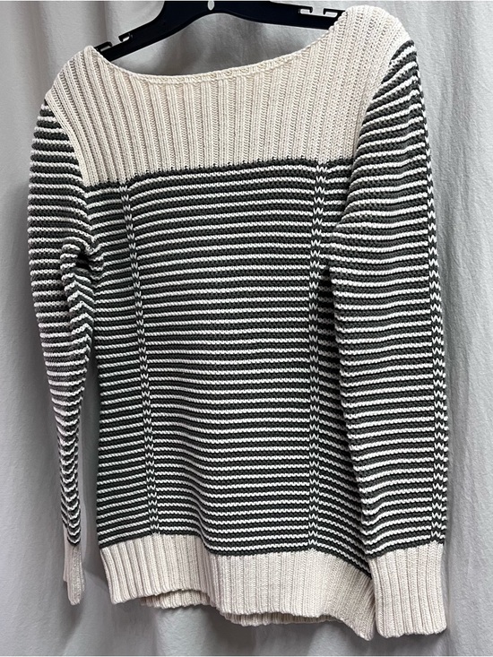 Old Navy Womens Y2K Chunky Preppy Striped Sweater Size Large Ribbed Boat Neck - Picture 3 of 8